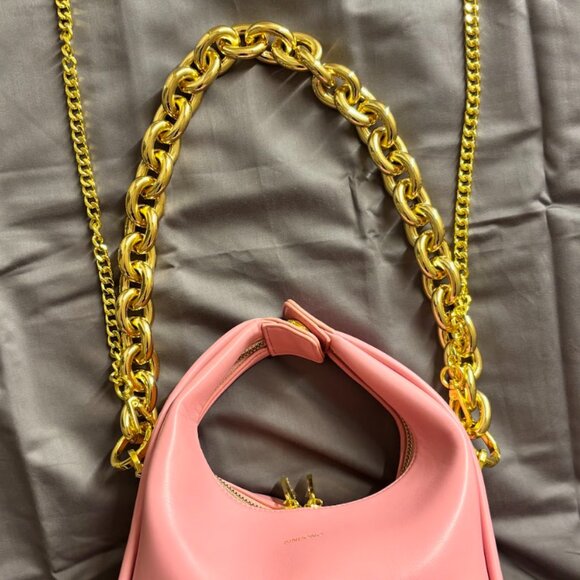 SINBONO Medium Vienna Top Handle Crossbody Bag – Pink | NEW + 2 Gold Chains - Picture 4 of 6